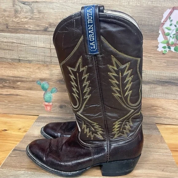 La Gran Bota men’s snakeskin leather western cowboy boots size 7 - Picture 6 of 12